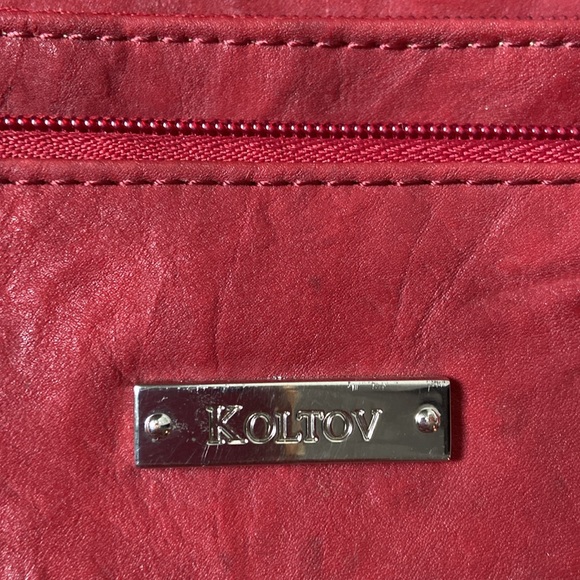 Koltov Red Faux Leather Purse With Shoulder Strap - Picture 3 of 6